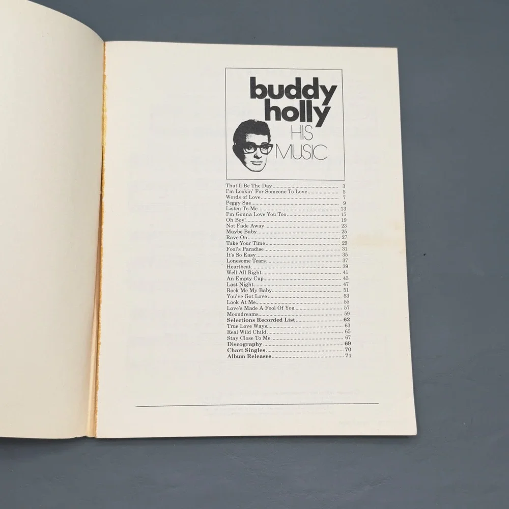 Buddy Holly: His Music 1977 Songbook Buddy Holly Sheet Music 27 songs, photos